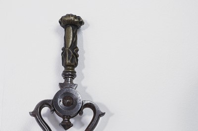 Lot 382 - A set of George III steel and brass fire tools