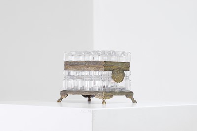Lot 411 - A Palais Royal-type gilt-metal and cut-glass casket