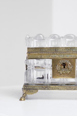 Lot 411 - A Palais Royal-type gilt-metal and cut-glass casket