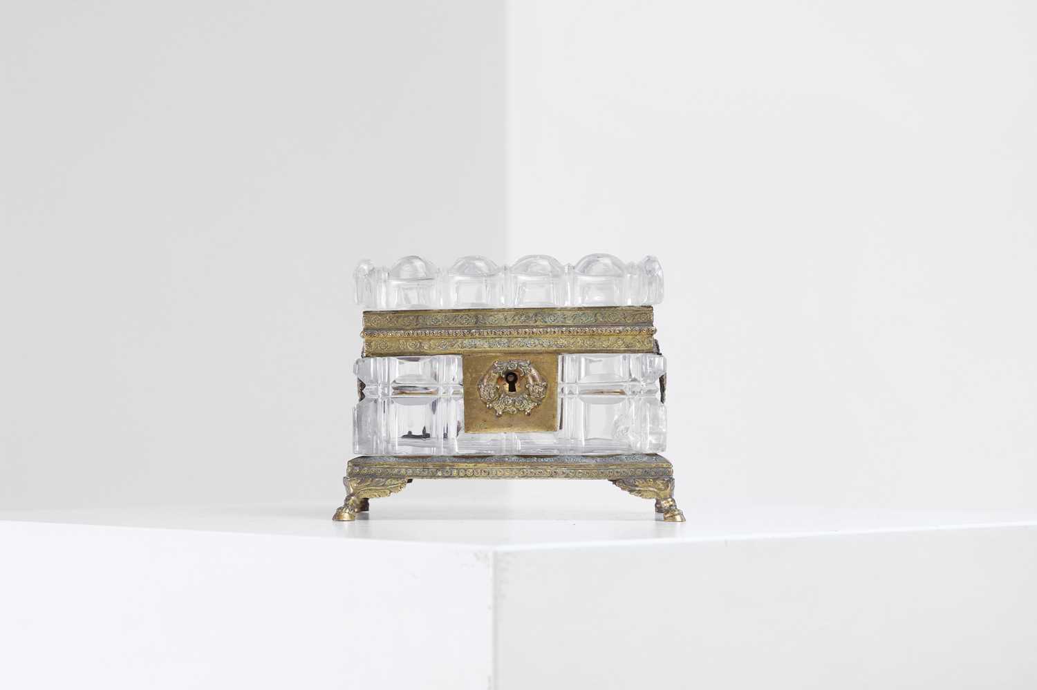 Lot 411 - A Palais Royal-type gilt-metal and cut-glass casket