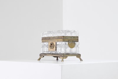 Lot 411 - A Palais Royal-type gilt-metal and cut-glass casket