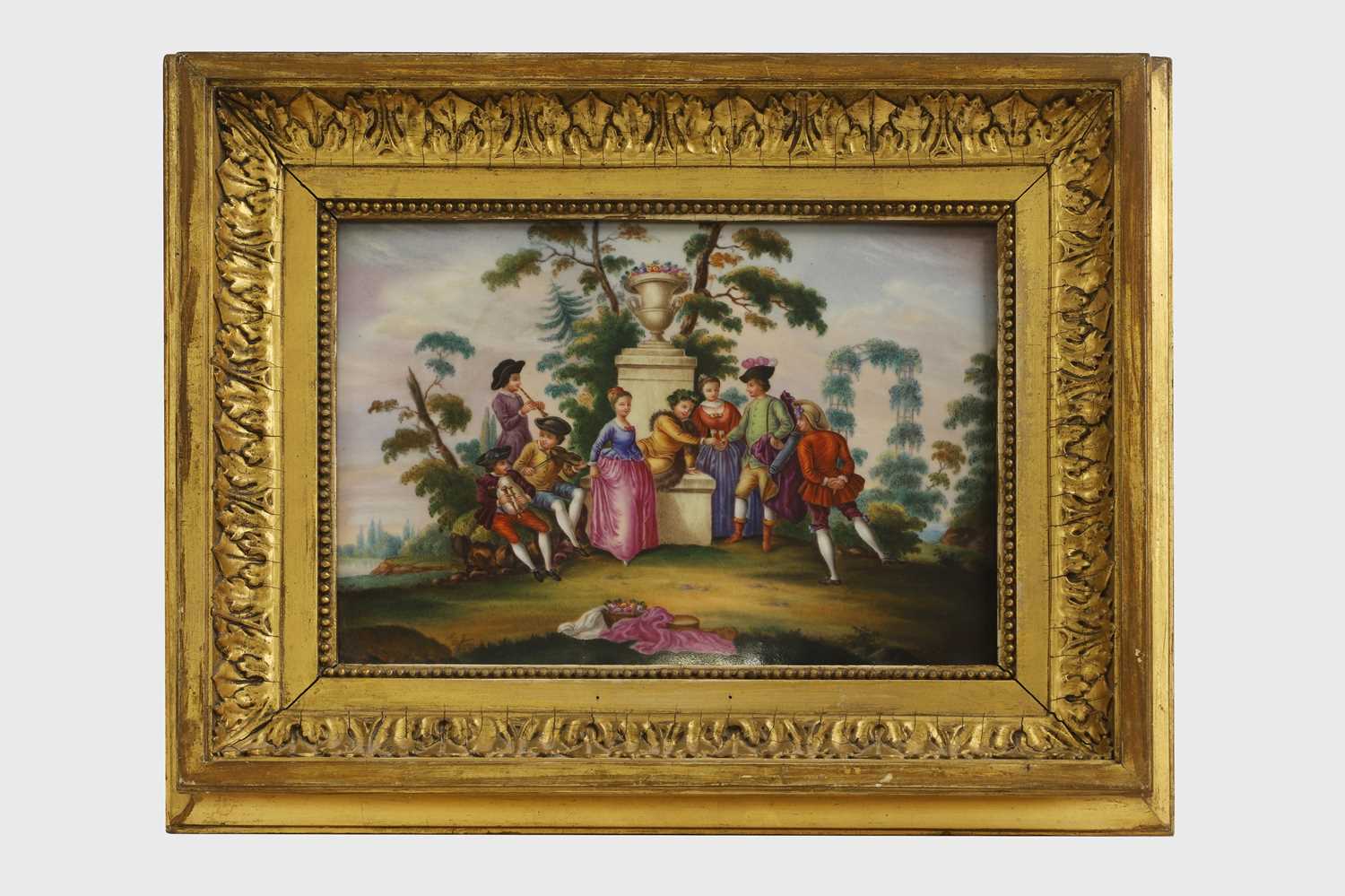 Lot 351 - A painted porcelain plaque