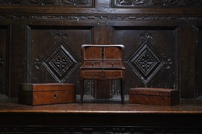 Lot 111 - A miniature apprentice piece tambour front cabinet on stand