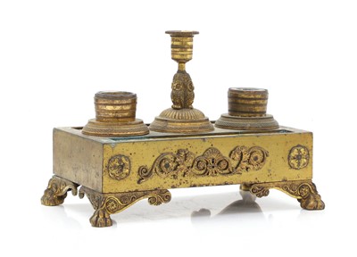 Lot 166 - A gilt-metal desk and ink stand