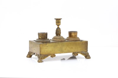 Lot 166 - A gilt-metal desk and ink stand