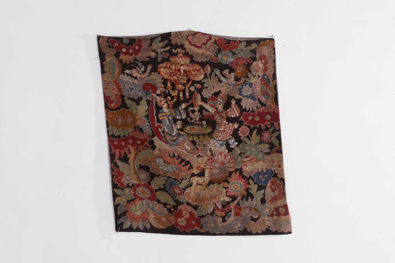 Lot 343 - A gros and petit point needlework panel