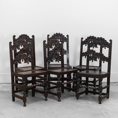 Lot 506 - A composed set of six oak Derbyshire chairs