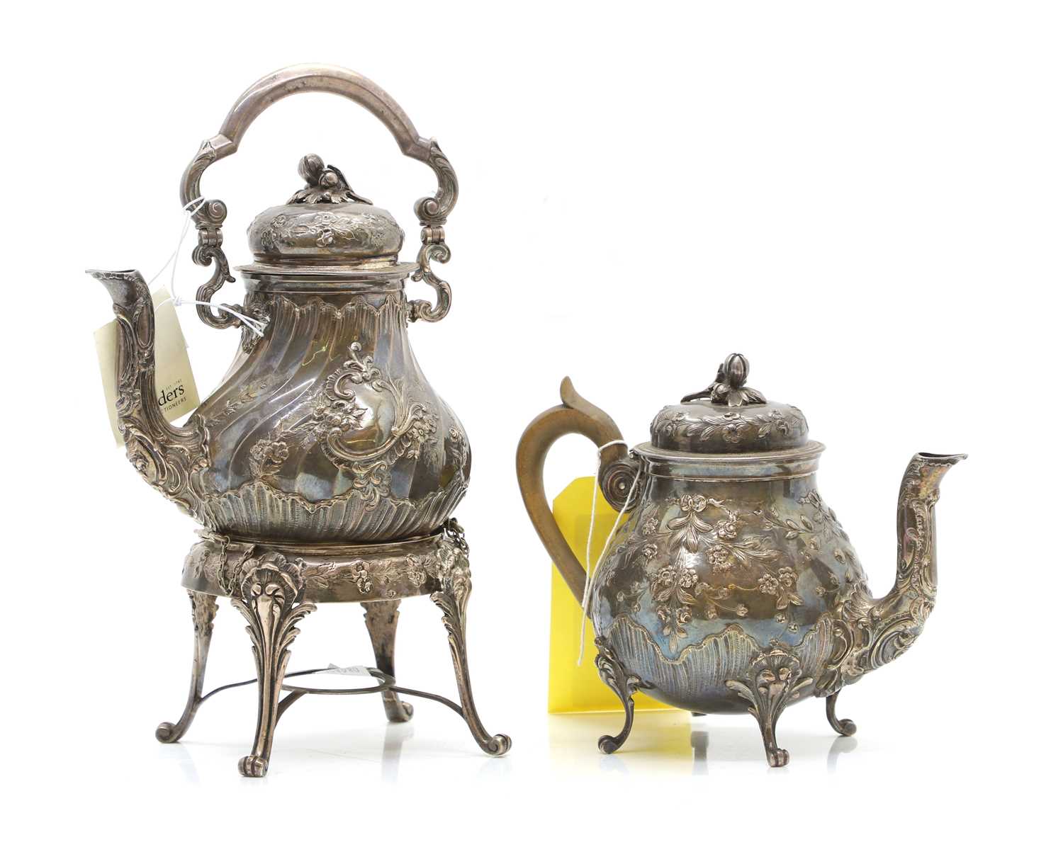 Lot 47 - A French silver spirit kettle and stand