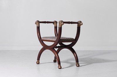 Lot 305 - A Regency-style mahogany 'X'-framed stool