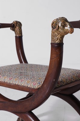 Lot 305 - A Regency-style mahogany 'X'-framed stool