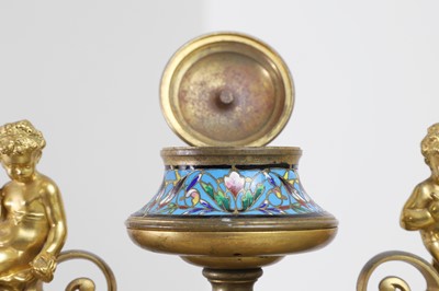 Lot 316 - An ormolu and champlevé enamel desk stand