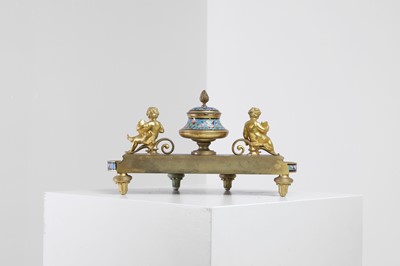 Lot 316 - An ormolu and champlevé enamel desk stand
