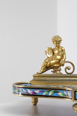 Lot 316 - An ormolu and champlevé enamel desk stand