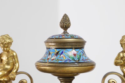 Lot 316 - An ormolu and champlevé enamel desk stand