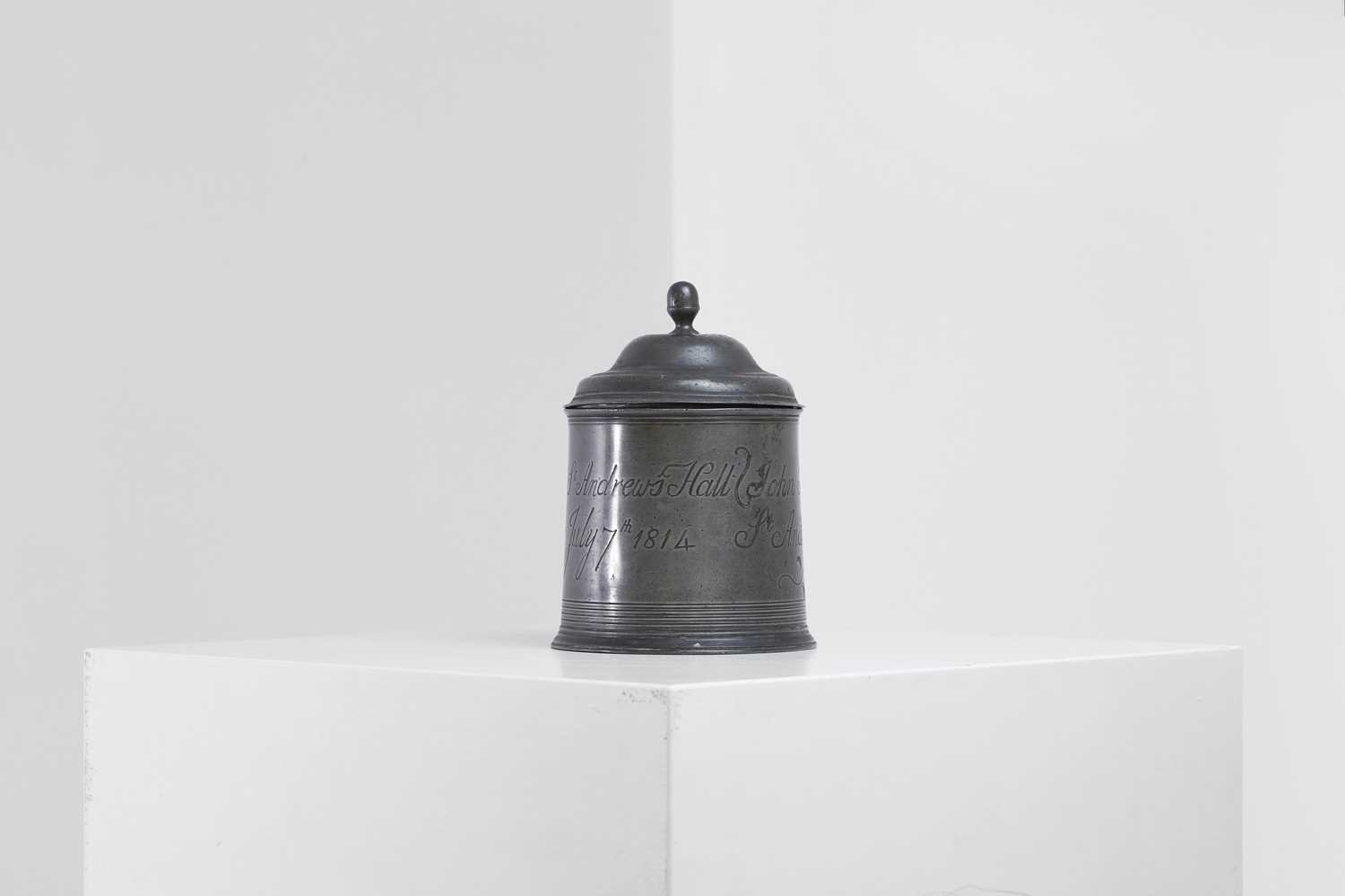 Lot 325 - A Napoleonic Wars commemorative pewter tobacco jar and cover