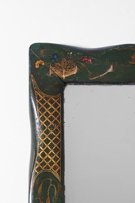 Lot 358 - A pair of chinoiserie green japanned wall mirrors