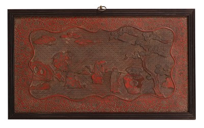 Lot 99 - A Japanese red-lacquered panel