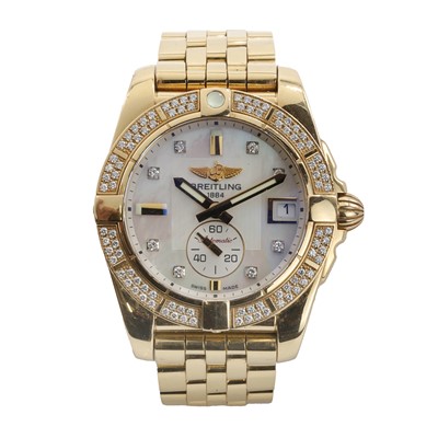 Lot 293 - An 18ct gold diamond set Breitling Galactic automatic bracelet watch, c.2013