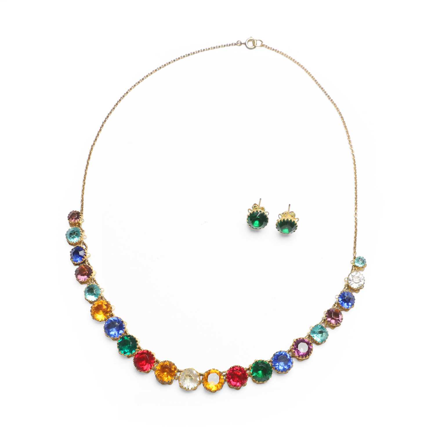 Lot 31 - A gilt metal harlequin necklace and earring set