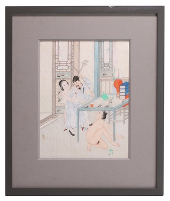 Lot 164 - A Chinese erotic painting