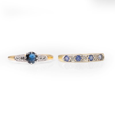Lot 194 - A sapphire and diamond ring and a 9ct gold sapphire and diamond ring