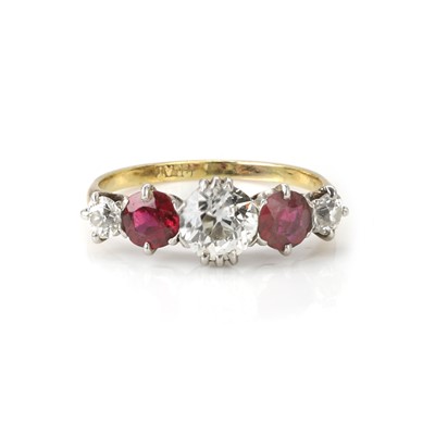 Lot 204 - A ruby and diamond five stone ring
