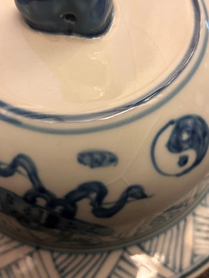 Lot 60 - A pair of Chinese blue and white vases and covers