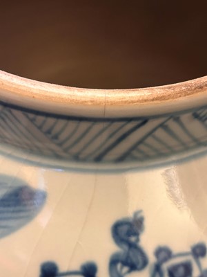 Lot 60 - A pair of Chinese blue and white vases and covers