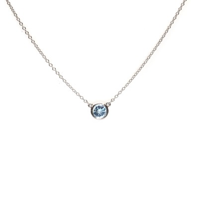 Lot 1111 - A platinum and aquamarine 'Color By The Yard' pendant, by Tiffany & Co.