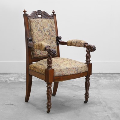 Lot 504 - A Victorian throne chair