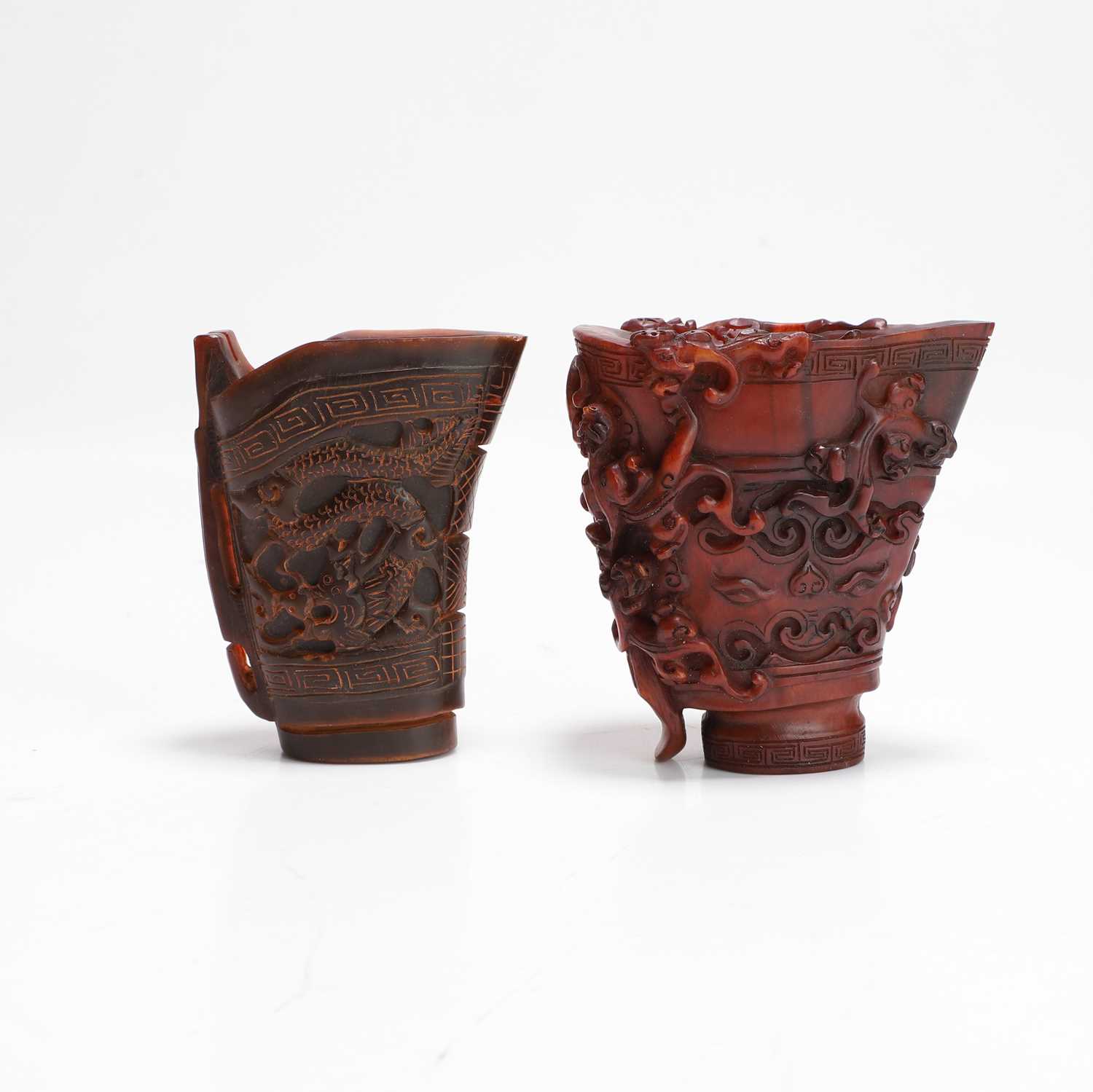 Lot 3 - Two Chinese horn libation cups