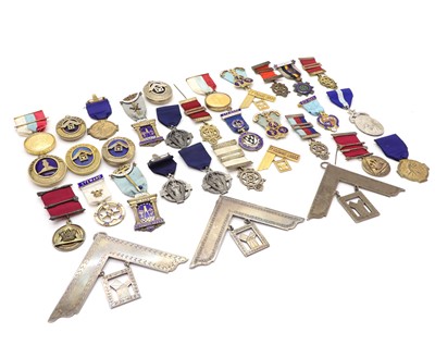 Lot 24 - A large collection of silver and silver-gilt Masonic jewels and medals