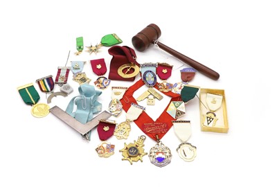 Lot 310 - A large collection of metal and silver gilt Masonic medals and collar jewels