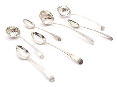 Lot 16 - A collection of silver serving spoons and ladles
