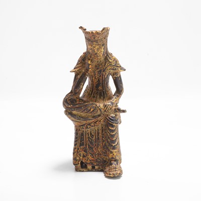 Lot 337 - A gilt bronze pensive bodhisattva