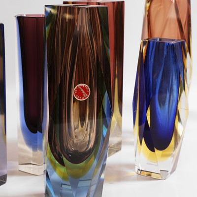 Lot 168 - A group of seven Murano sommerso glass vases