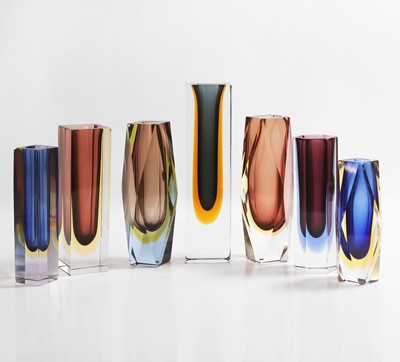 Lot 168 - A group of seven Murano sommerso glass vases