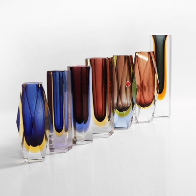 Lot 168 - A group of seven Murano sommerso glass vases