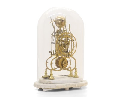 Lot 202 - A brass skeleton clock with glass globe case