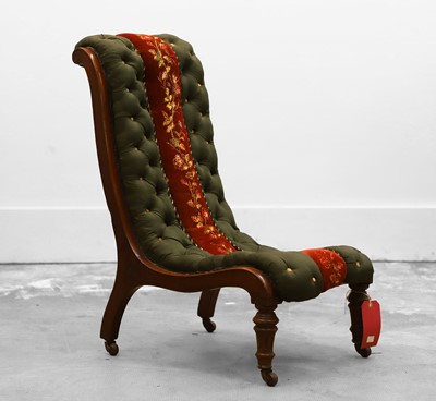 Lot 513 - A late Victorian mahogany button-back nursing chair