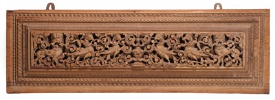 Lot 236 - A large Indian carved wood panel