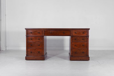Lot 136 - A Victorian mahogany pedestal desk by Harrison & Sons