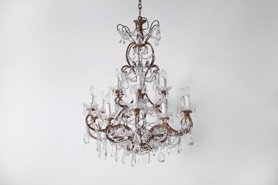 Lot 23 - A cut-glass and gilt-metal chandelier