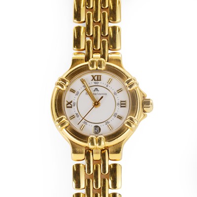 Lot 378 - A gold plated stainless steel Maurice Lacroix quartz bracelet watch