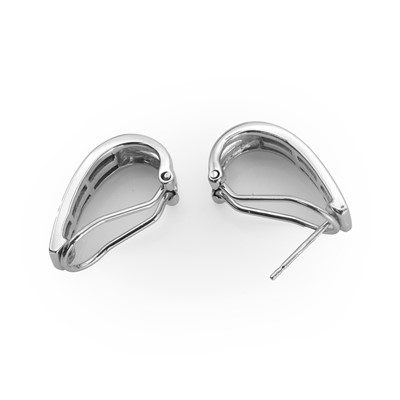 Lot 58 - A pair of 18ct white gold diamond half hoop earrings