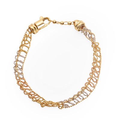 Lot 129 - A tricolour gold ball link bracelet