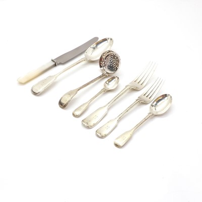 Lot 5 - A cased Victorian canteen of silver
