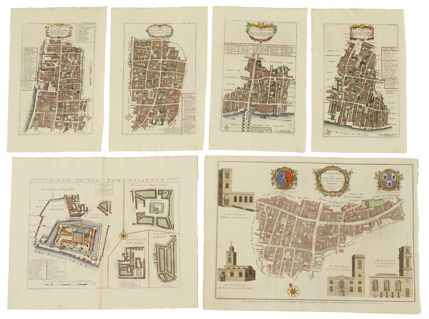 Lot 425 - Eleven Maps: LONDON WARDS (All hand coloured)