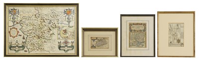 Lot 16 - Four Maps (Hand coloured, mounted, framed & glazed): 1- van den Keere: Surrey.