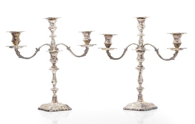 Lot 3 - A matched pair of silver candlabra